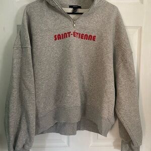 Gray Saint-Etienne Cropped Quarter Zip - Size L